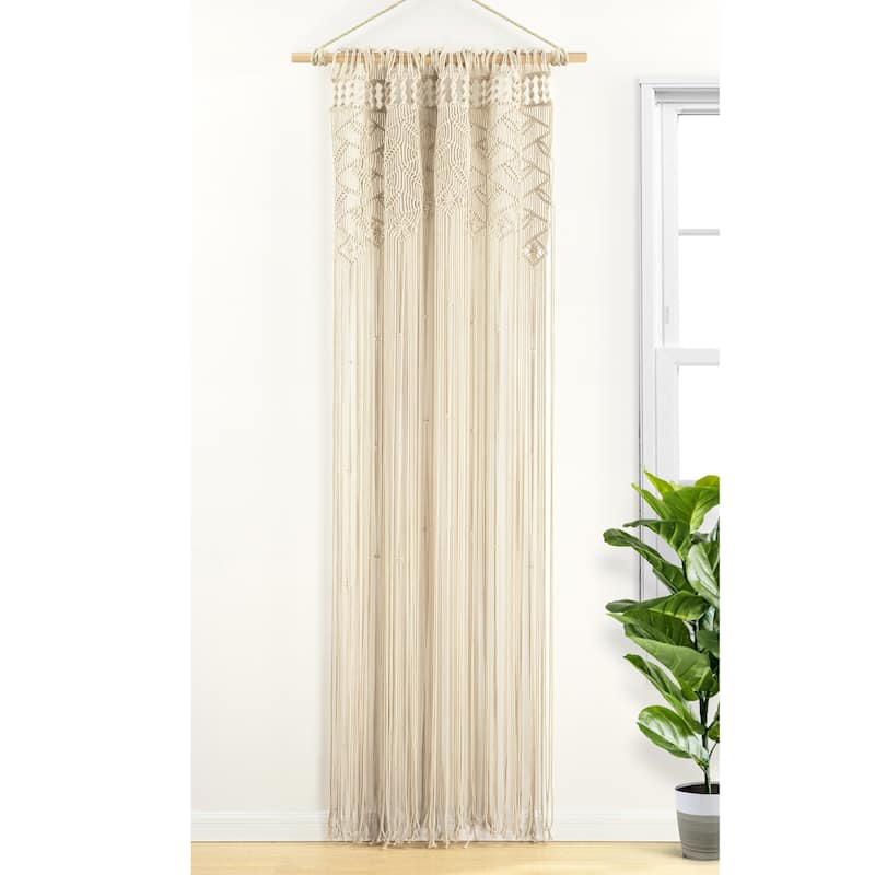 Lush Decor Boho Macrame Leaf Cotton Window Curtain Single Panel - 84" x 40"