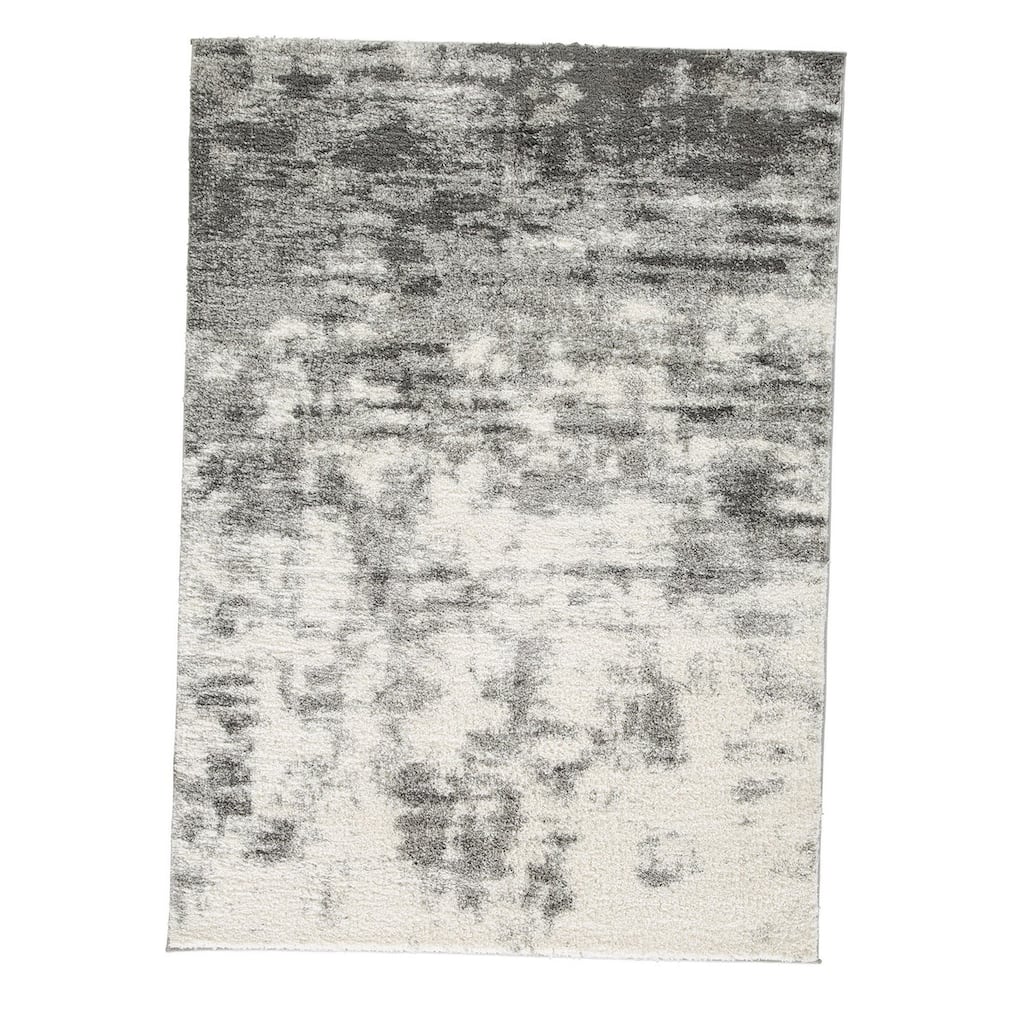 Pax 5 x 7 Modern Area Rug, Smoky Paint Design, Fabric, Medium, Cream, Gray - 5 x 7