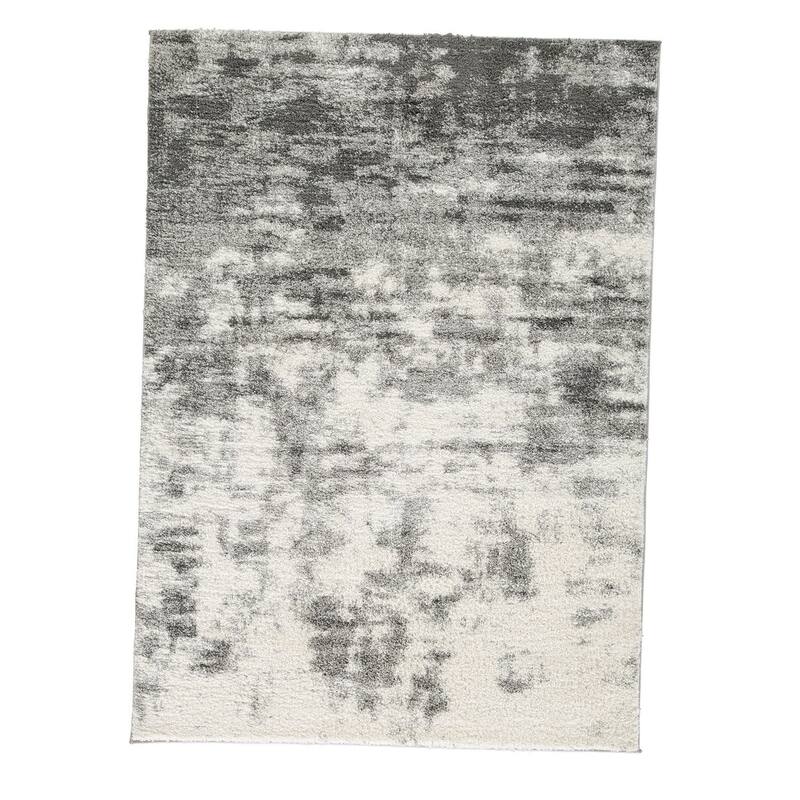Pax 5 x 7 Modern Area Rug, Smoky Paint Design, Fabric, Medium, Cream, Gray - 5 x 7