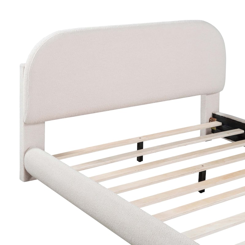 Stylish Curve-shaped Design Teddy Fleece Platform Bed