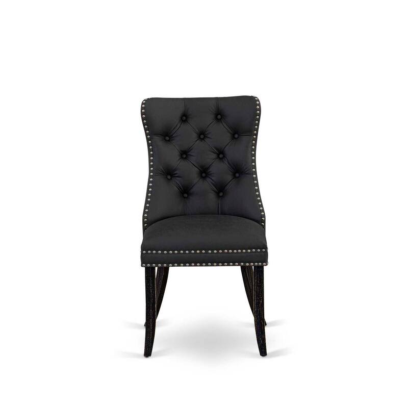 Parson Dining Chairs Set of 2 - Dark Gray Faux Leather Upholstered Accent Chairs