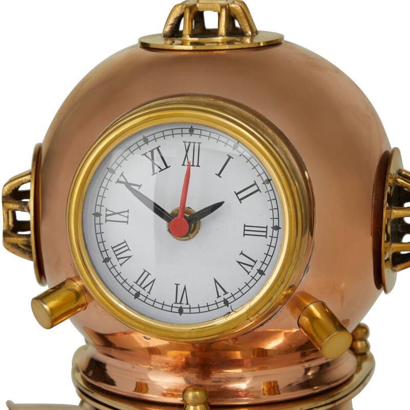Metal Nautical Clock Decor - Gold, Brass, or Black - 8 x 7 x 8