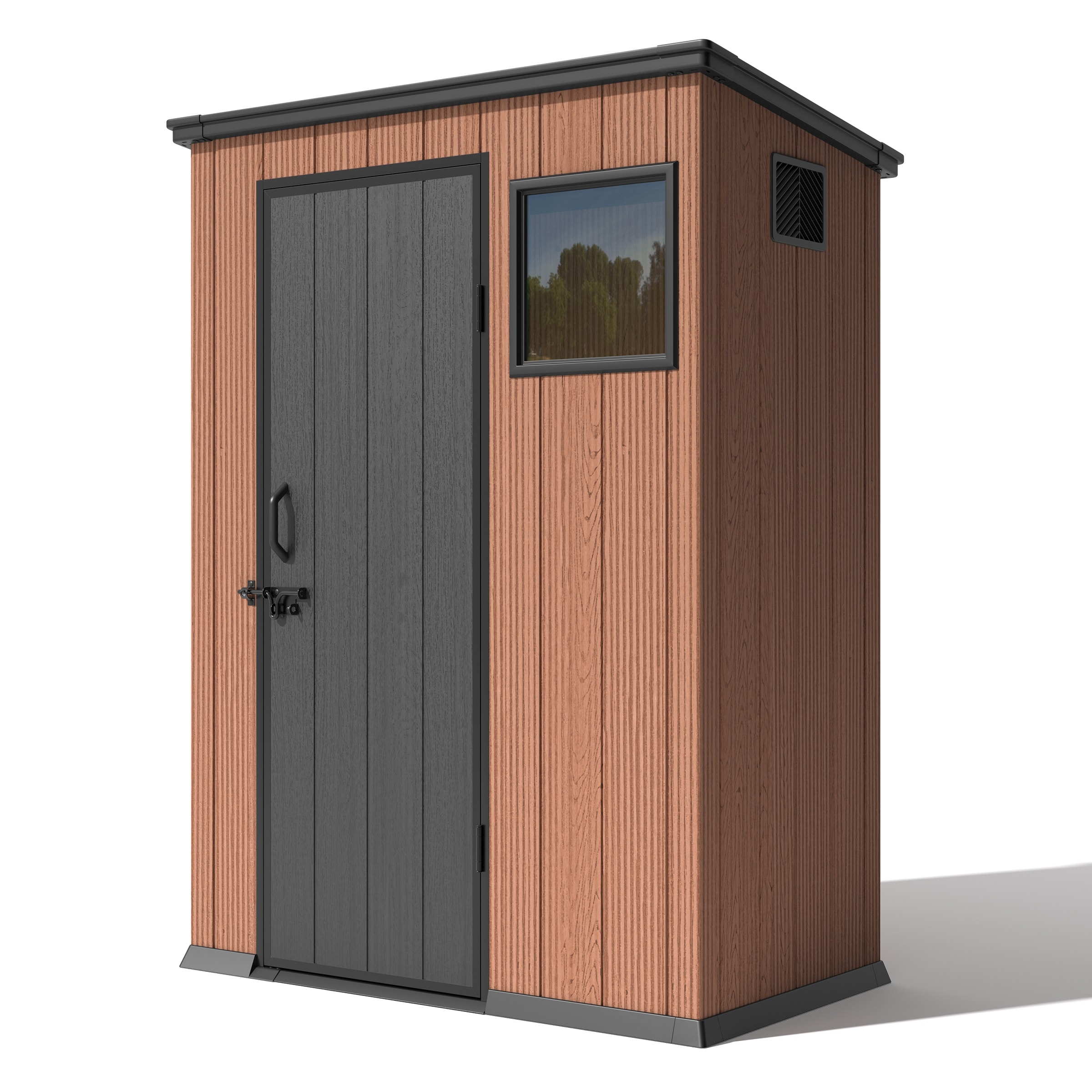 VredHom 5X3/6X4 FT Outdoor Storage Shed Resin Garden Shed with Lockable Doors & Windows Floor All-Weather