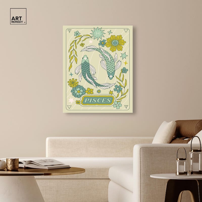 Pisces Stars Card Canvas by Art Remedy, Gallery Wrapped