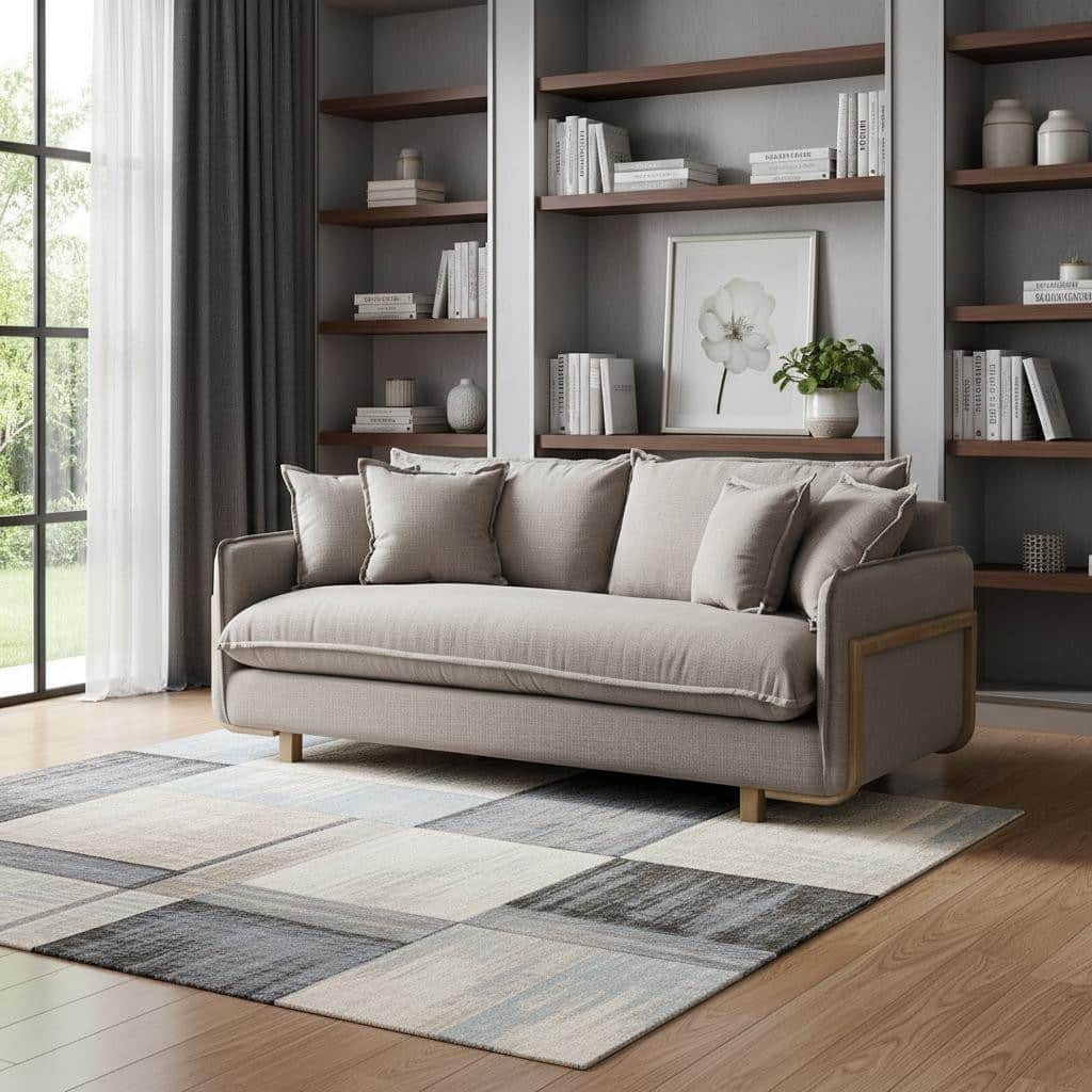 HomeRoots 84" Brown Fabric Sofa