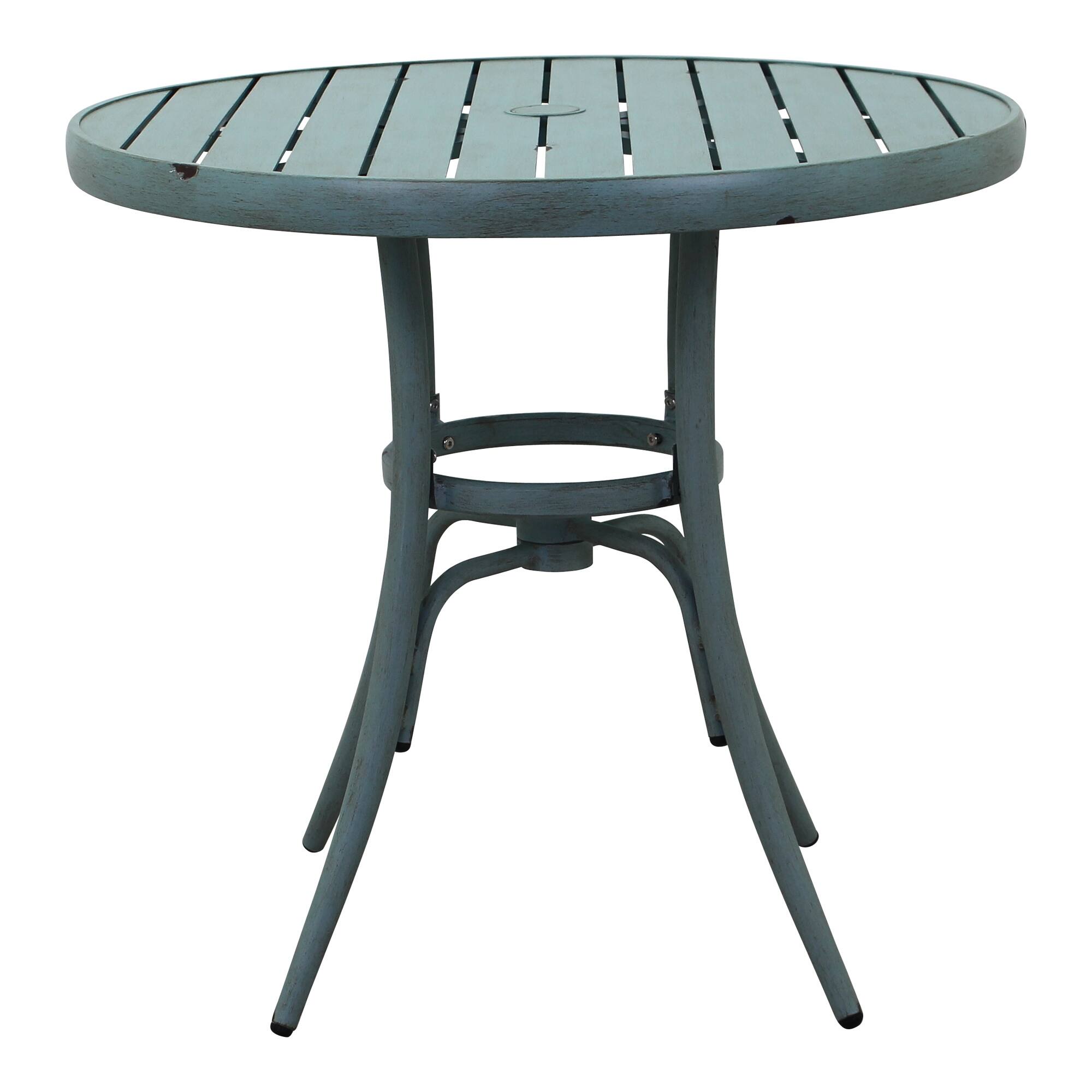 Courtyard Casual Brookwood Round Bistro Hand Brushed Finish Alum Slat