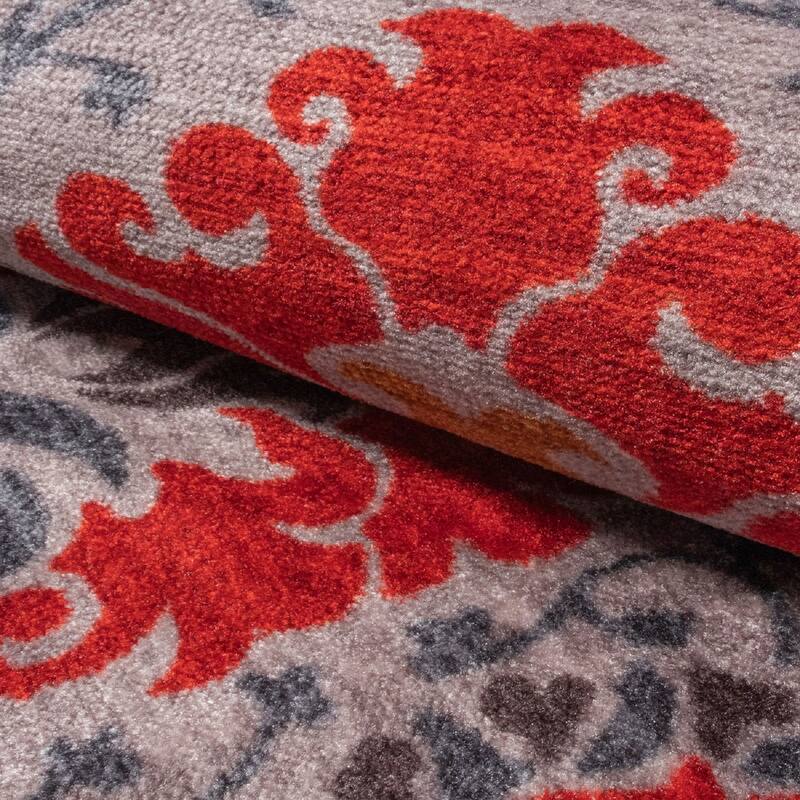 Superior Chloe Floral Damask Non-Slip Washable Indoor Runner or Area Rug