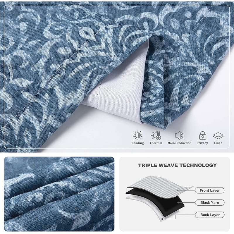 DriftAway Frances Linen Blend Damask Printed Blackout Curtain