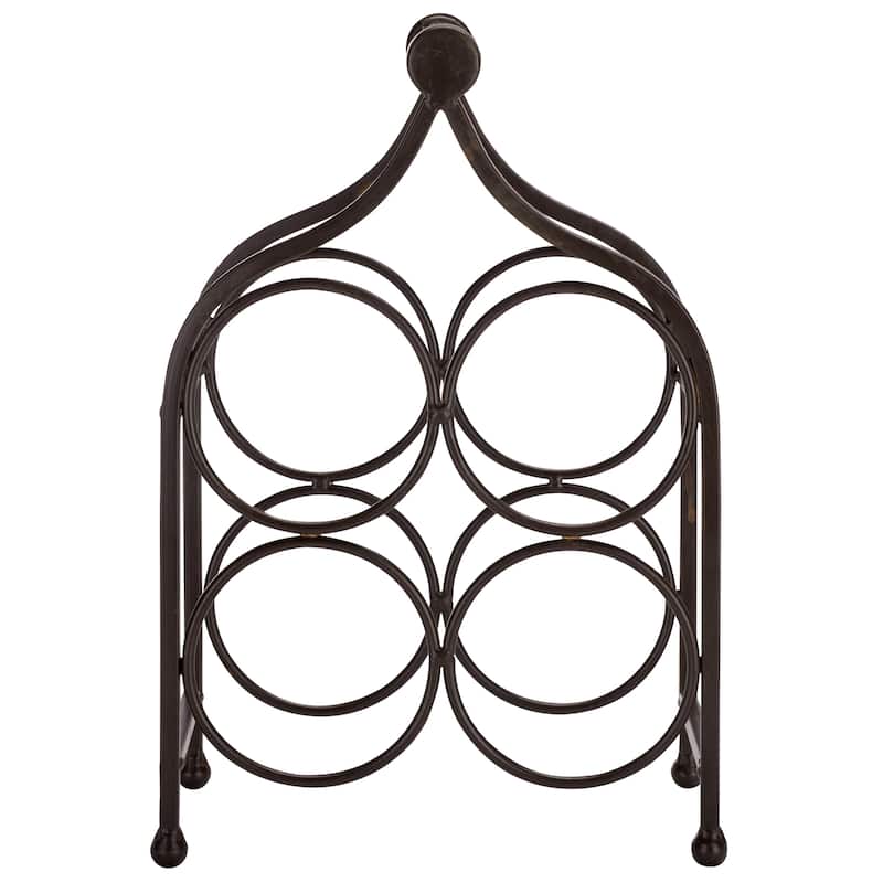 SAFAVIEH Outdoor Living Floyd 4 Wine Bottle Holder - 10"W x 6"D x 14"H