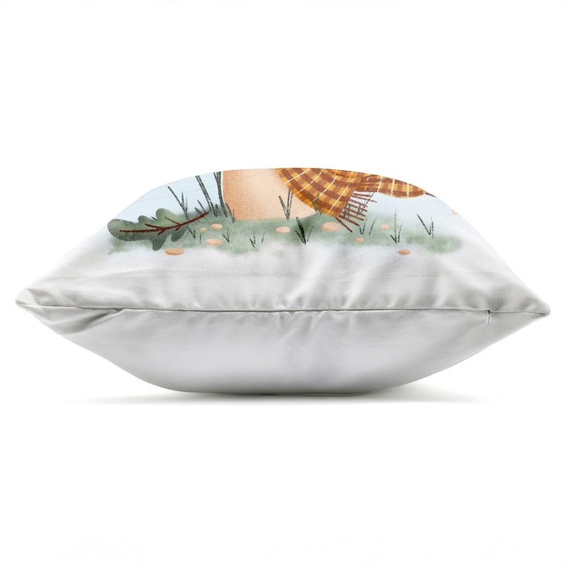 Stupell Happy Mushroom in Scarf Printed Outdoor Throw Pillow Design by Sarah Hickman
