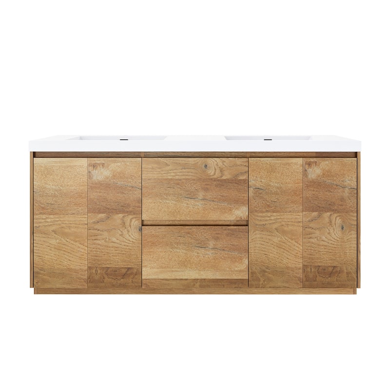 Floating Bathroom Vanity with Integrated Resin Top