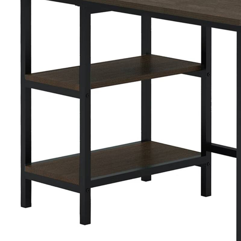 Metal And PU Study Computer Set With Writing Desk And PU Chair, Black