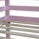 preview thumbnail 14 of 16, Pink Wood House Roof Twin over Twin Floor Bunk Bed with Ladder,Guardrails