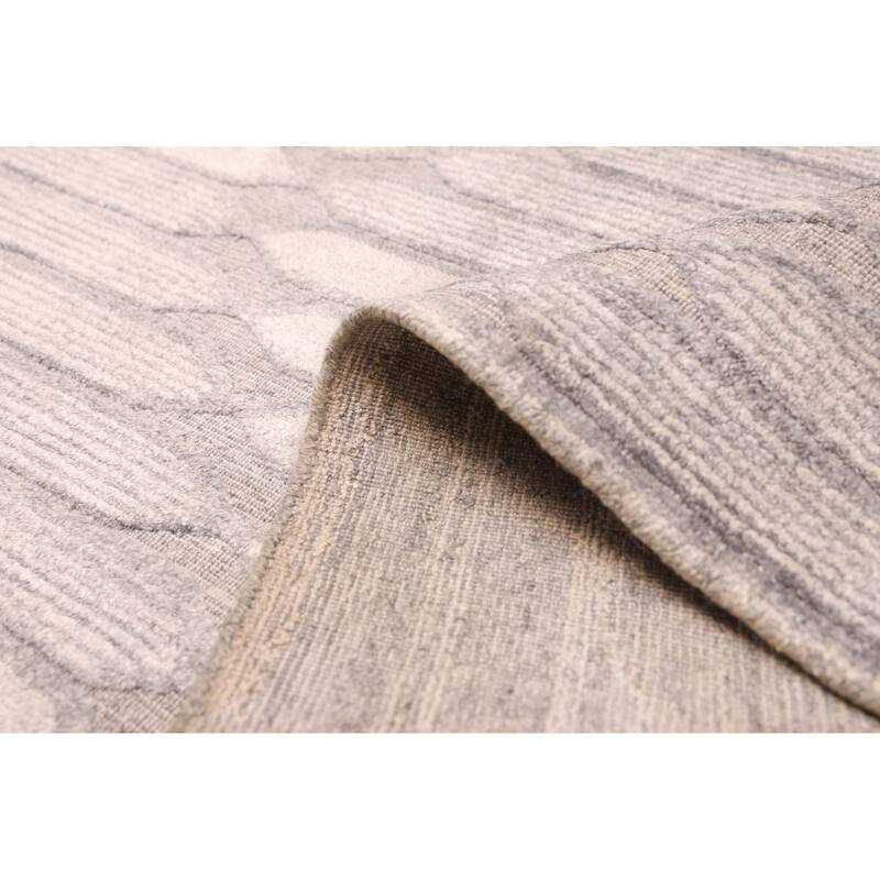 ECARPETGALLERY Hand Loomed Elysian Grey Silk Rug - 7'11 x 9'10