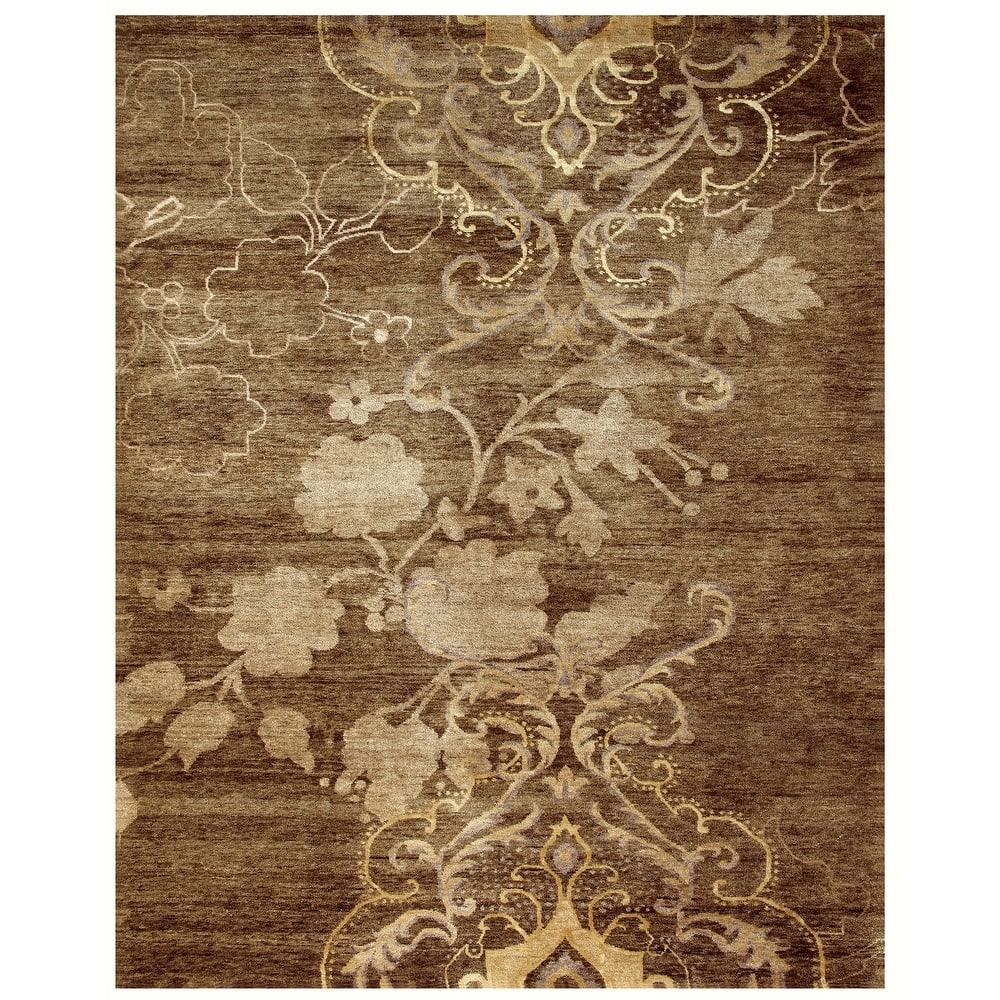 Qing Hand Knot Oriental Rug, Chestnut Brown/Golden, Accent Rug