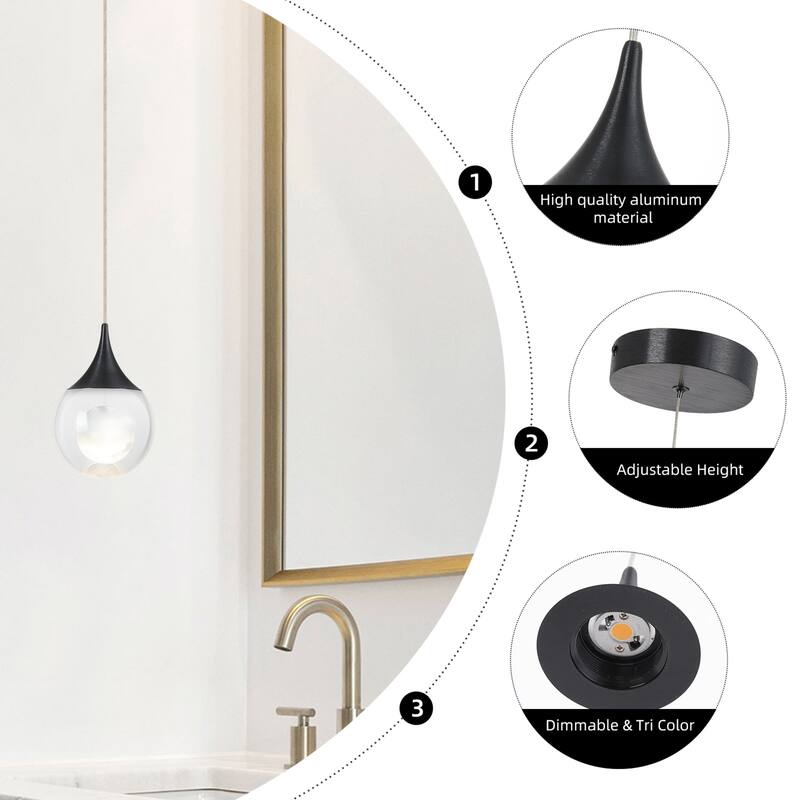 Moon Crystal 1-light Single Globe LED Hanging Pendant Light in Gold/ Chrome/Black/Coffee for Living Room