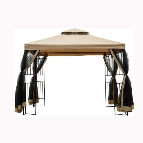 10x10Ft Outdoor Patio Gazebo Canopy Tent With Ventilated Double Roof And Mosquito Net