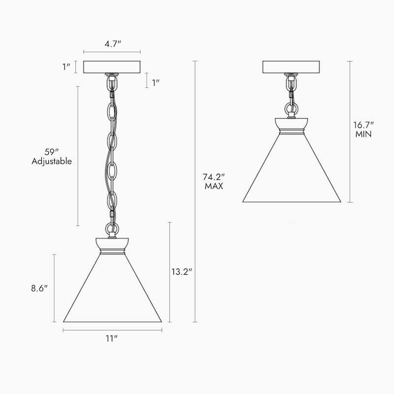 Modern Coastal Style 1-Light Large Pendant Light Fixture with Gradient Smoky Gray Semi-Transparent Glass for Dining Room