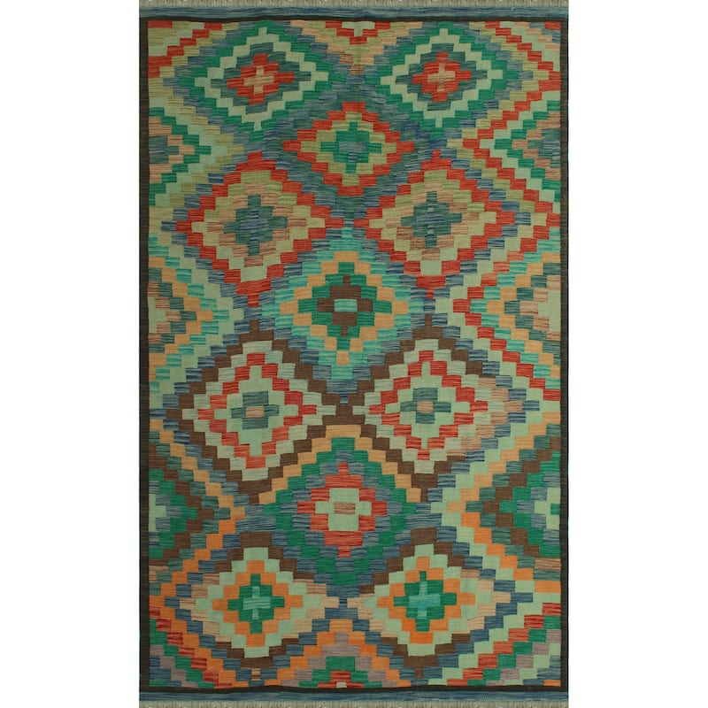 Hand-Woven Sangat Nadir Brown/Blue Rug - 6'3" x 9'10"