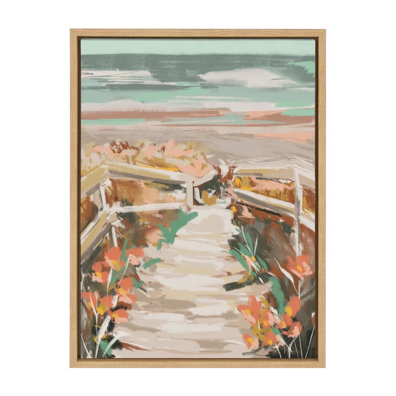 Kate and Laurel Sylvie Landscape 08 Beach Framed Canvas by Annie Quigley