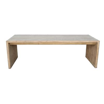 94 Inches Waterfall Dining Table Reclaimed Pinewood Whitewash