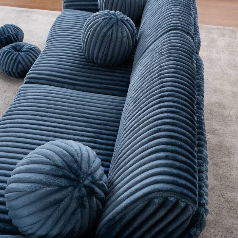 Oversized Corduroy Loveseat Couch Deep Seat Sofa with Solid Wood Frame