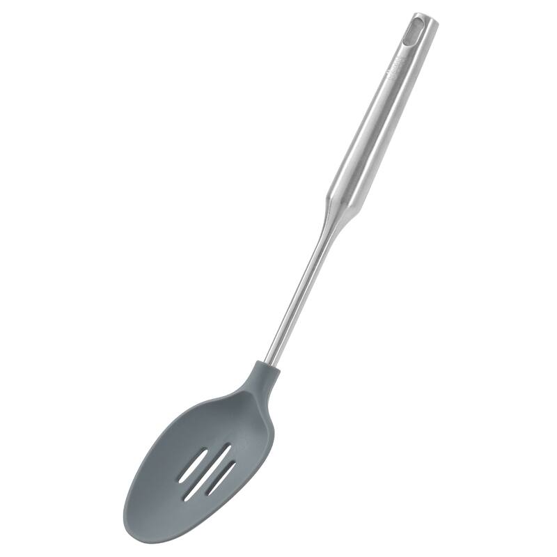 YBM Home Silicone Non-Stick Slotted Cooking Serving Spoons - Grey - Pack of 1