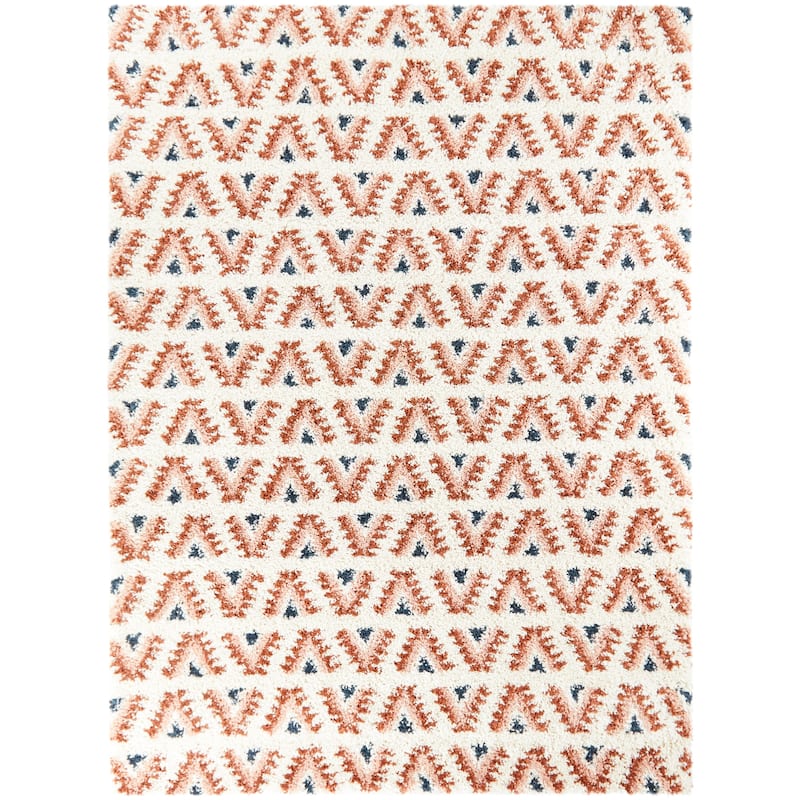 Hadley Geometric Chevron Stripe Shag Area Rug