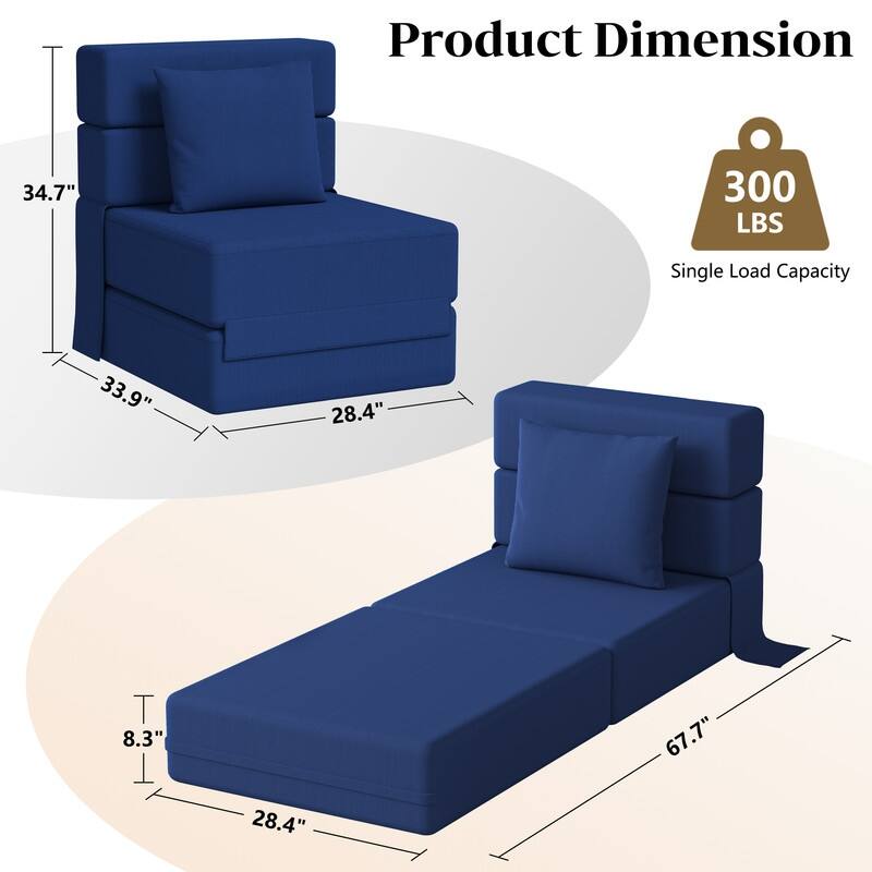 Corduroy Compression Convertible Folding Sectional Sofa
