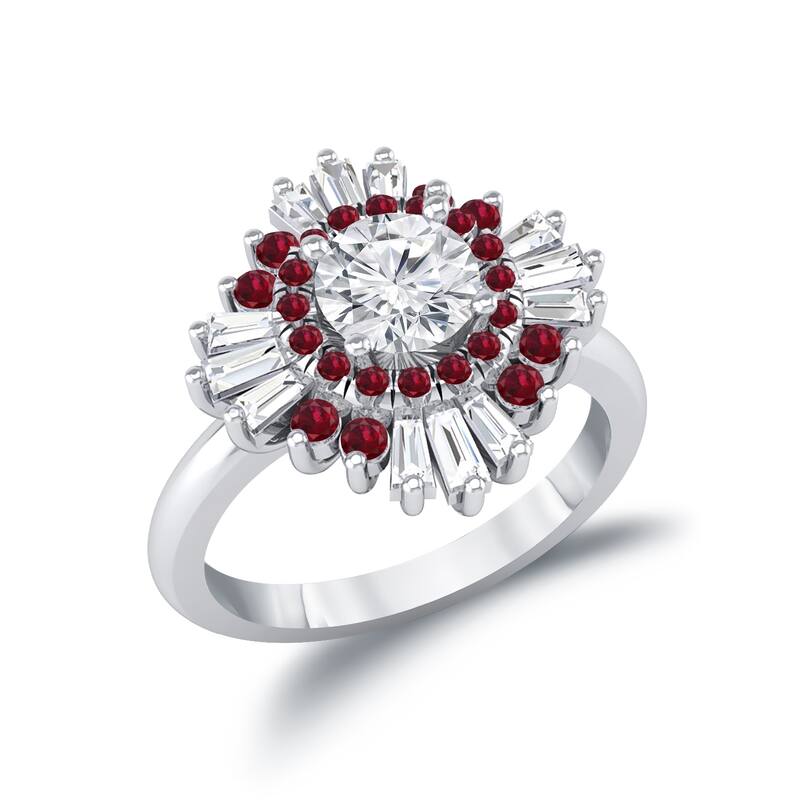 Auriya 1 1/5ct Red Ruby and Diamond Ballerina Engagement Ring 3/5ctw 14k Gold