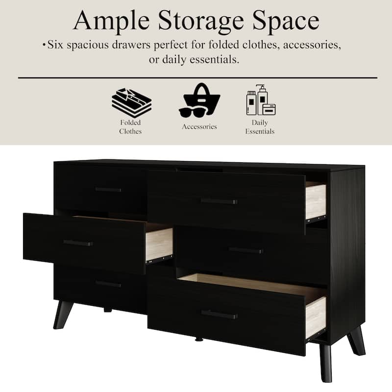 CraftPorch Classic Style 6-Drawers Wooden Dresser