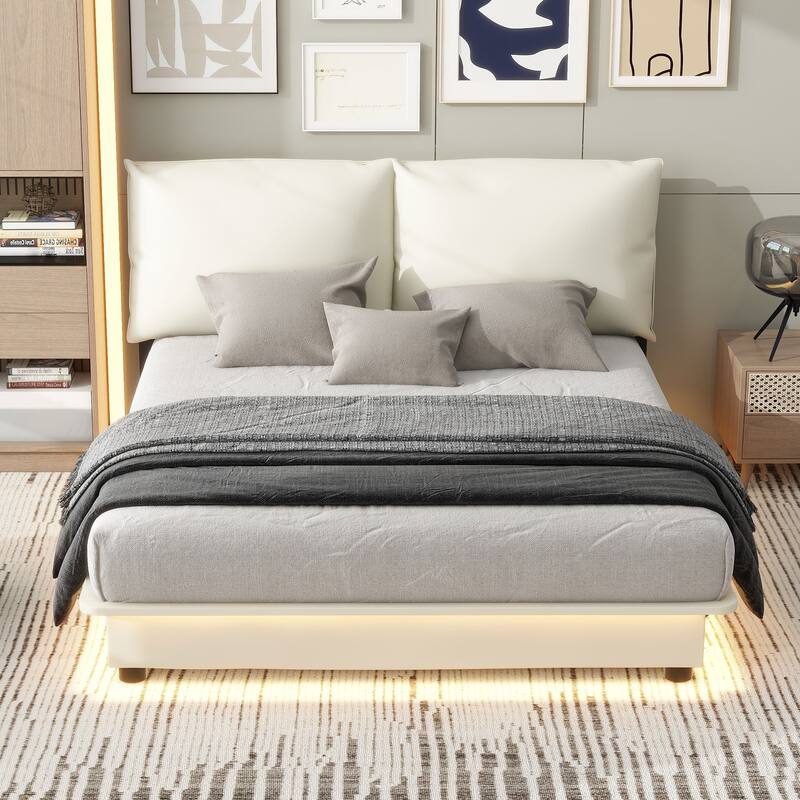 Floating Bed Frame Low Profile Bed Upholstered Platform Bed