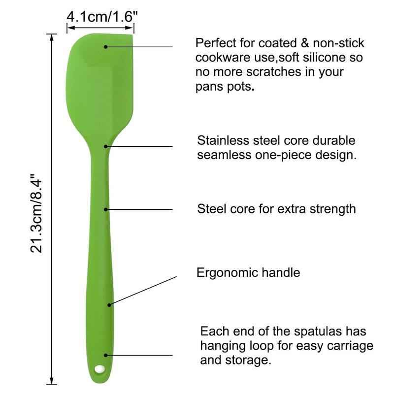 5.9" Silicone Spatula Heat Resistant Non Stick for Kitchen Cooking Baking - Green