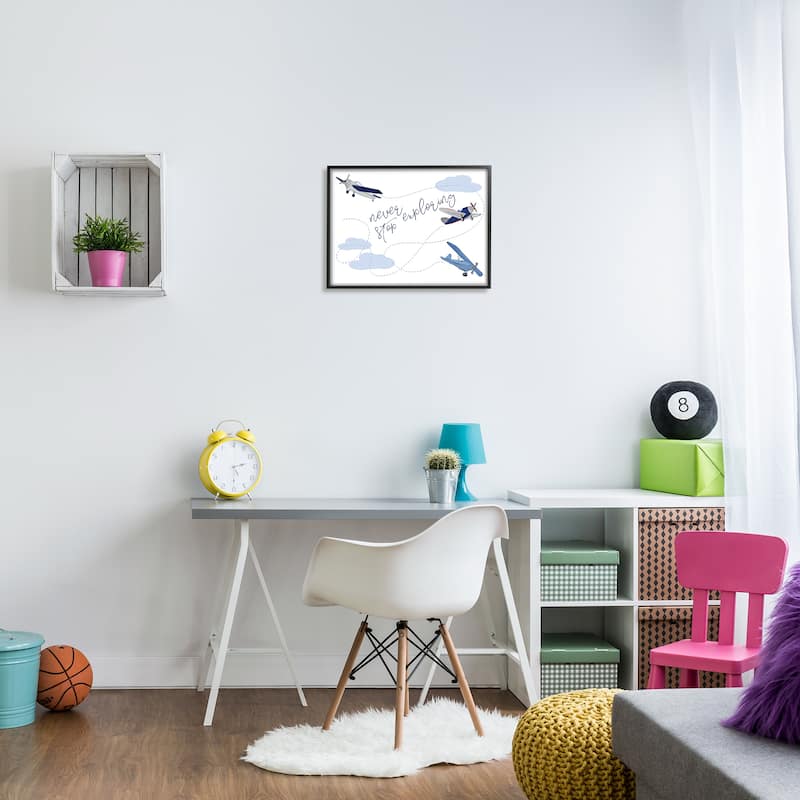 Stupell Never Stop Exploring Airplanes Framed Wall Art