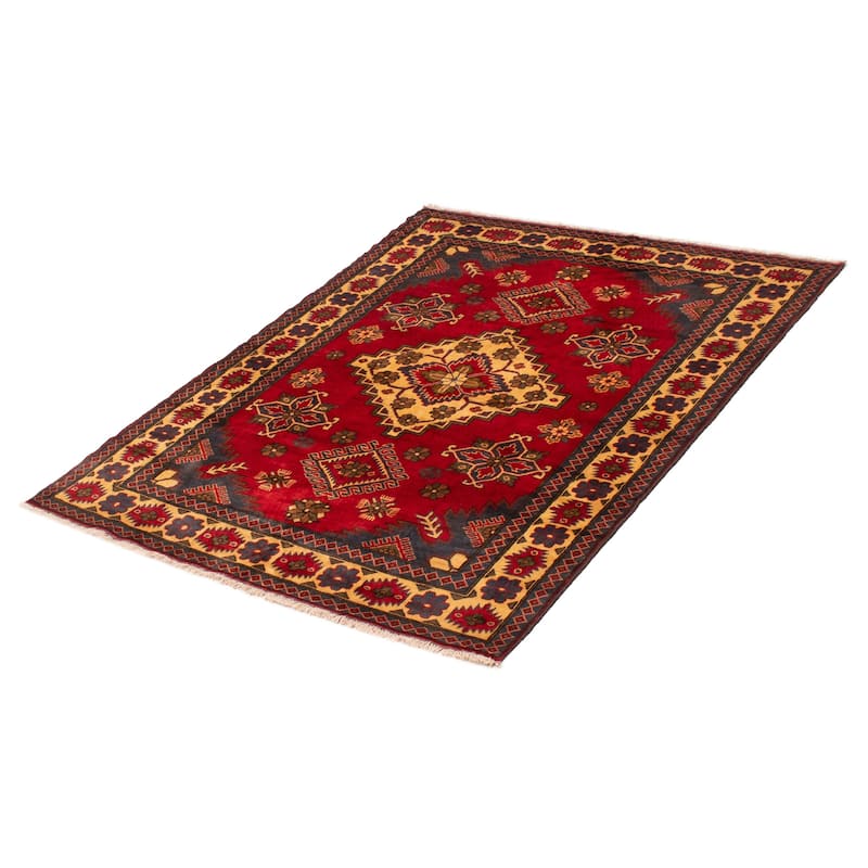 ECARPETGALLERY Hand-knotted Kargahi Red Wool Rug - 5'0 x 6'6