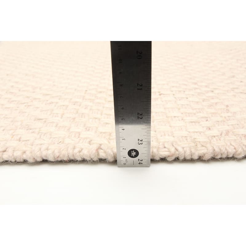 ECARPETGALLERY Braid weave Sienna Beige Wool Rug - 5'0 x 7'11