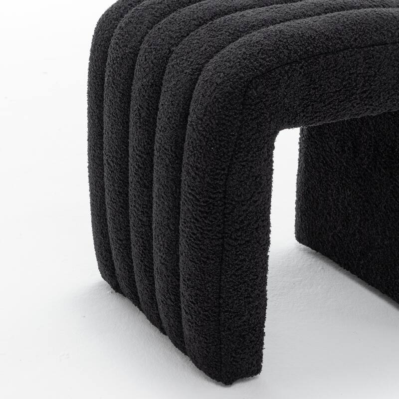 SEYNAR Modern Glam Teddy Velvet Upolstered U-Shaped Ottoman