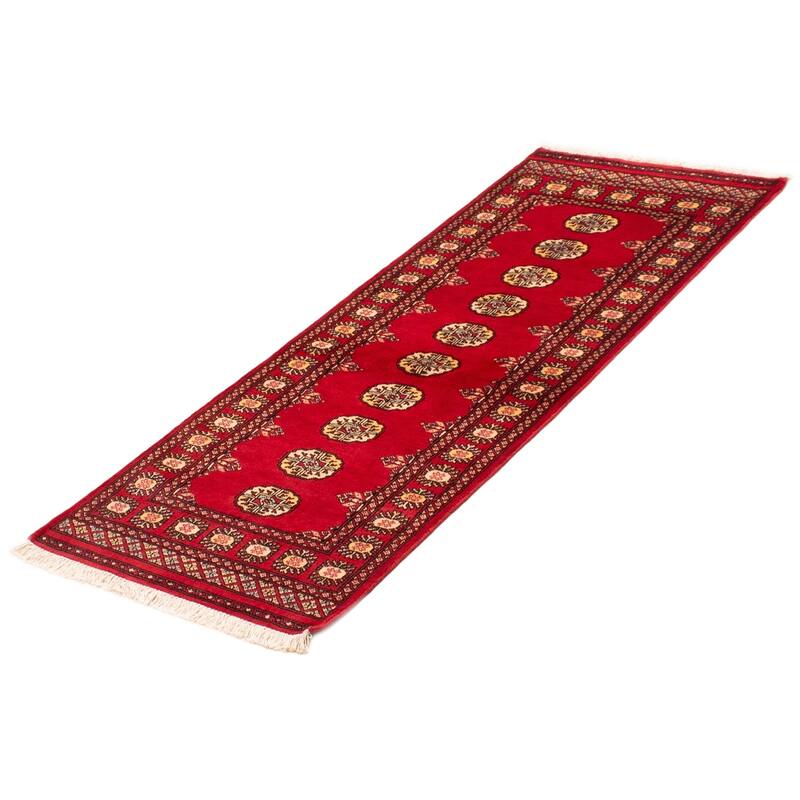 ECARPETGALLERY Hand-knotted Peshawar Bokhara Red Wool Rug - 2'7 x 6'10