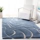 SAFAVIEH Florida Shag Sigtraud Abstract Waves 1.2-inch Area Rug - 6'7" x 6'7" Square - Light Blue/Cream