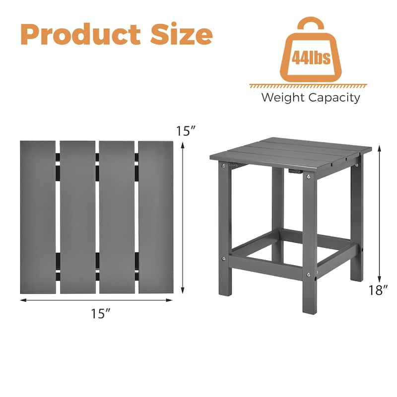 Costway Patio 15" End Side Coffee Table Square Wooden Slat Garden Deck - See details