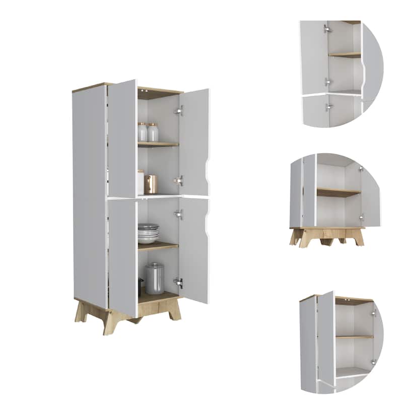 FM Furniture Zurich Double Kitchen Pantry, Double Door Cabinet, and Four Shelves