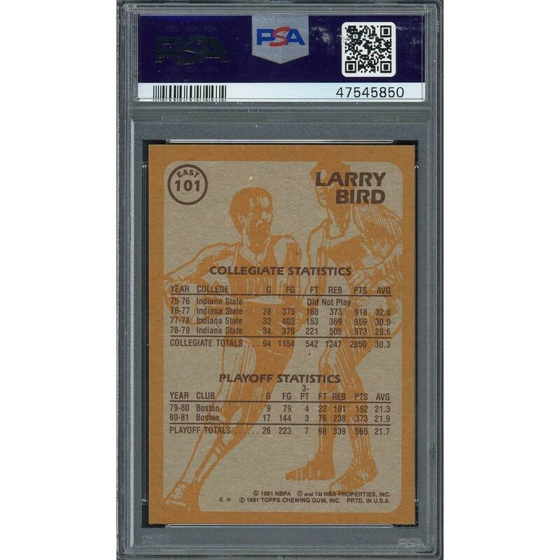Larry Bird 1981 Topps Basketball Card #101 Graded PSA 8 - 8'6" x 11'6"