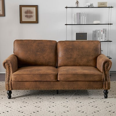 67×32×31 Mid Century Upholstered Double Sofa Indoor