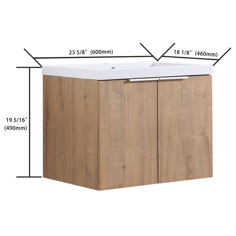BNK 24"/30"/36" Single Sink Bathroom Vanity with Soft Close Door, Modern Floating Vanity