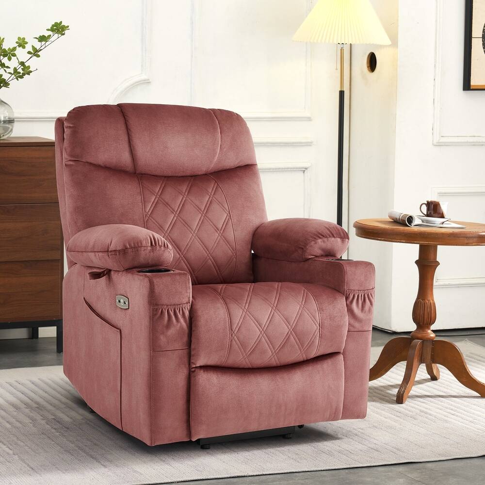 MCombo Small Dual Motor Power Lift Recliner Chair with Massage,Dual Heating, Adjustable Headrest, Fabric 7222