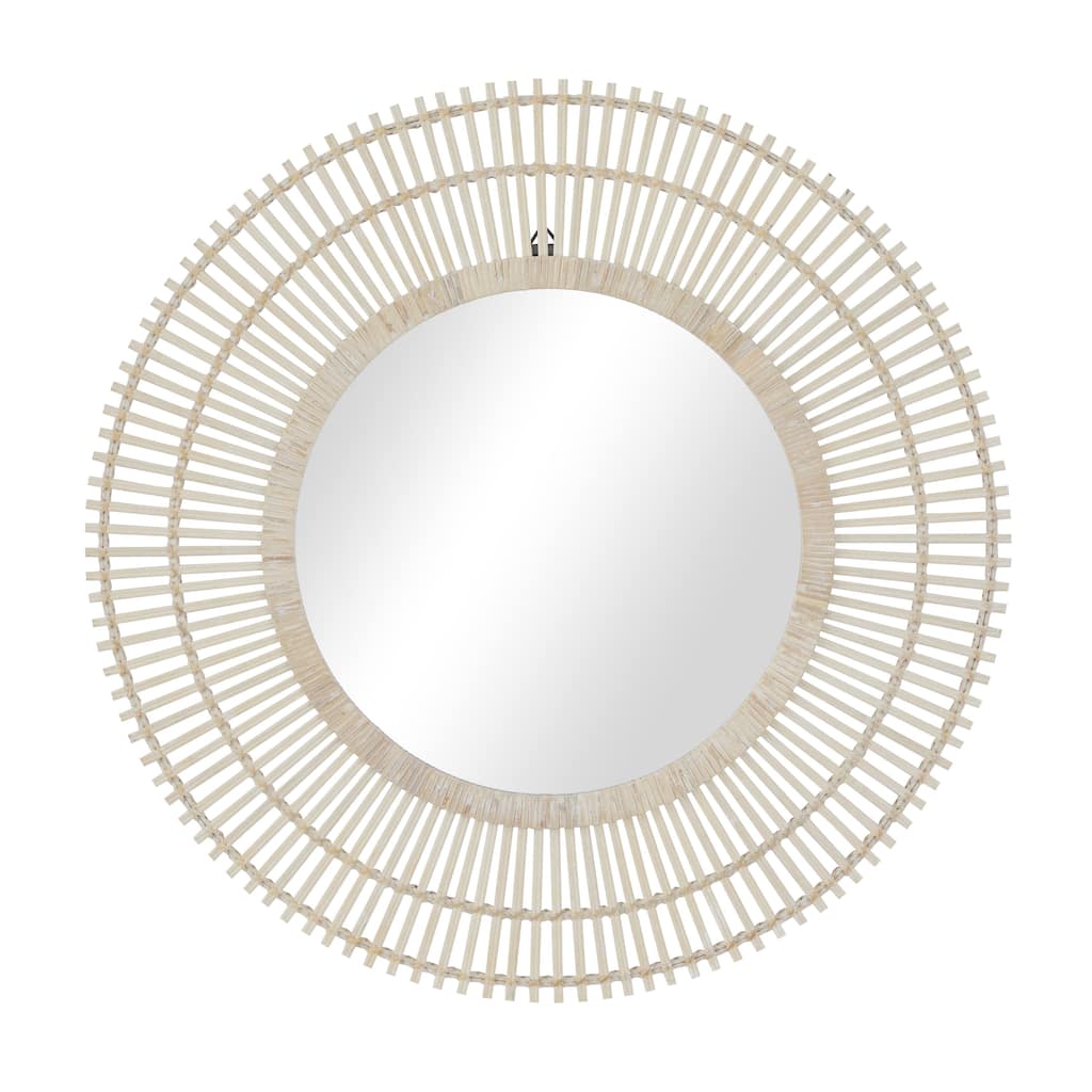 Bamboo Wood Starburst Handmade Stick Wall Mirror with Wrapped Rattan - Cream or Brown - Roche River Decor