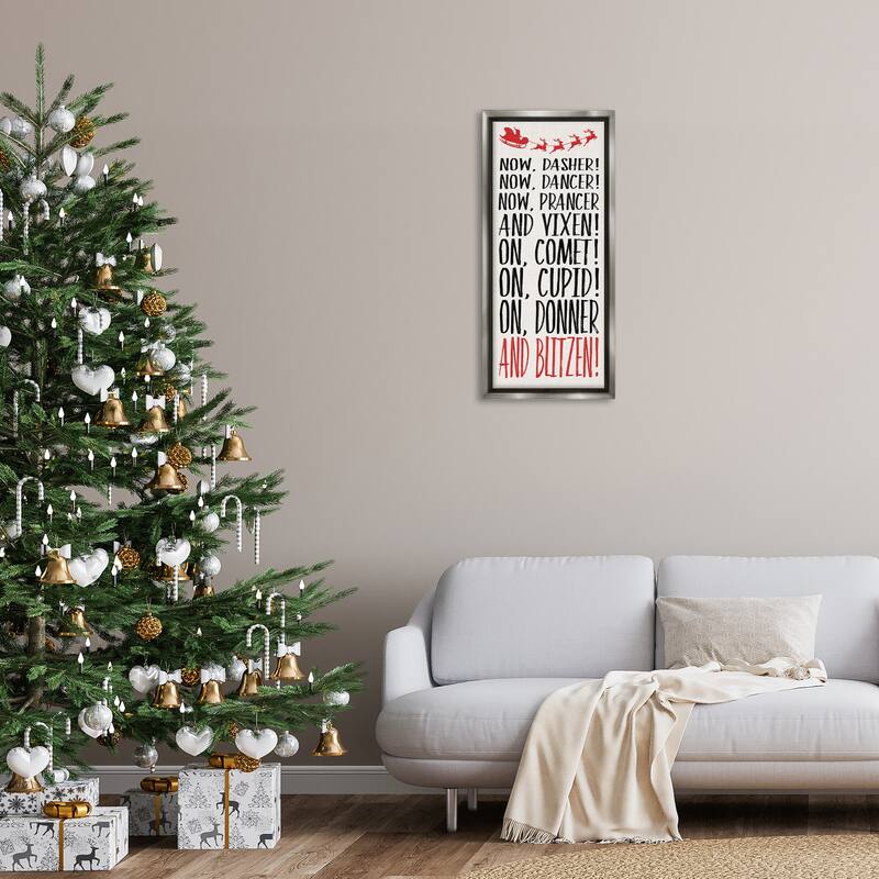 Stupell Holiday Reindeer Names Framed Floater Canvas Wall Art Design By Dogwood Portfolio