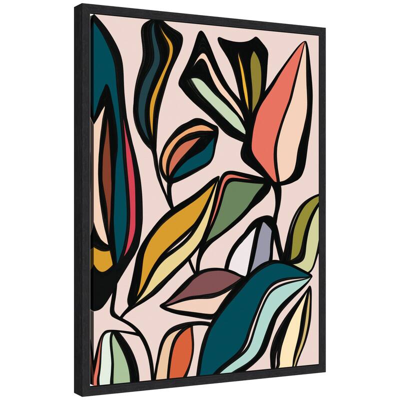 Kate and Laurel Fanciful Ficus Expansion by Alicia Bock Framed Canvas Wall Art Print - 18 x 24 - Black