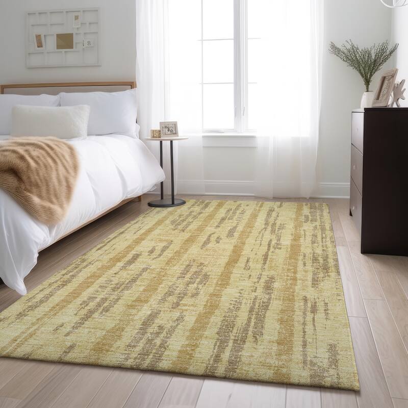 Premium Washable Super Soft Stripe Abrash Mayfield Rug - Gold - 9' x 12'
