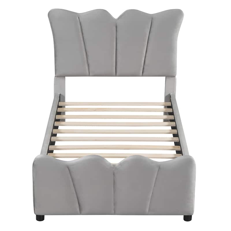 Twin Size Velvet Upholstered Platform Bed